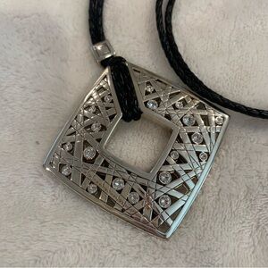Brighton Nazca Square  silver Black Cord
Long Crystal Pendant nexklace